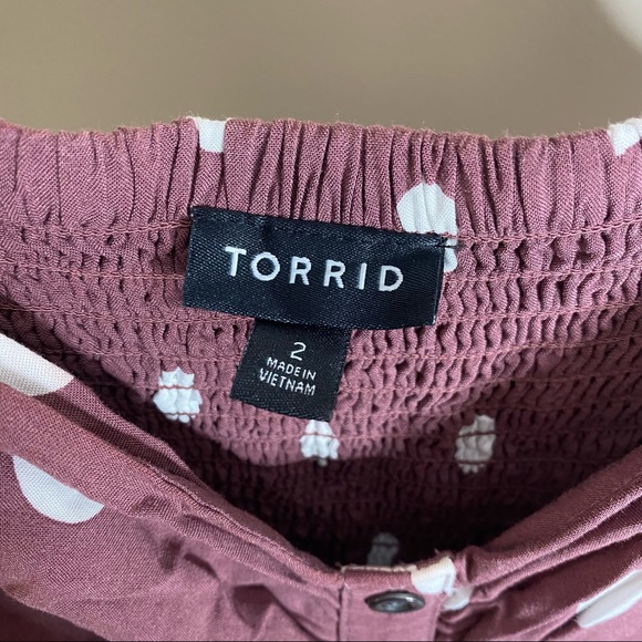 Torrid Walnut polka dot challis midi dress. Size 2. - Picture 3 of 14